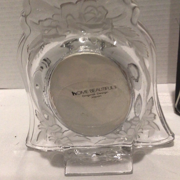 Clear Glass Photo Frame with Floral Design vintage - Picture 2 of 4